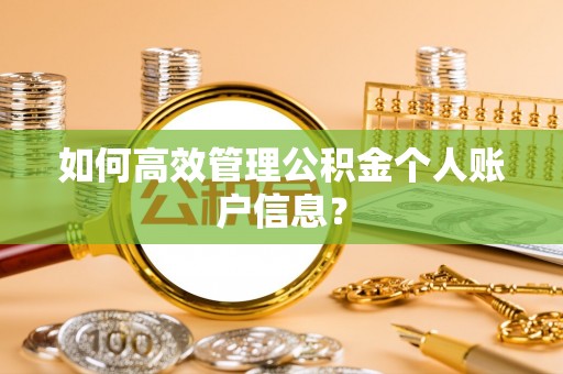 尼勒克如何高效管理公积金个人账户信息？