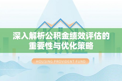 尼勒克深入解析公积金绩效评估的重要性与优化策略